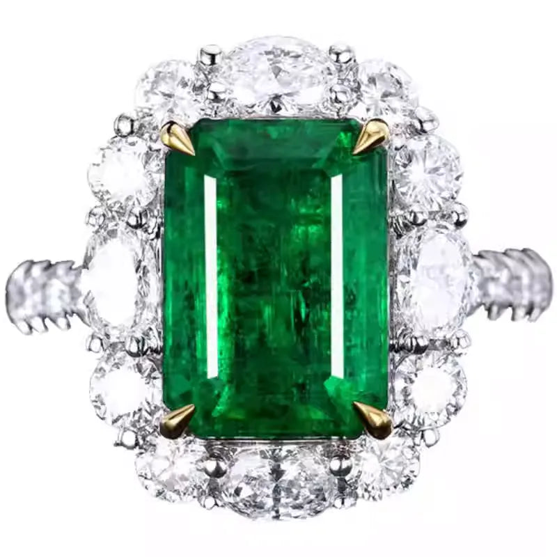 Engagement Ring 18K Gold 4.82ct Natural Emerald Ring