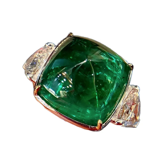 Engagement Ring 18K Gold 26.44ct Natural Emerald Ring