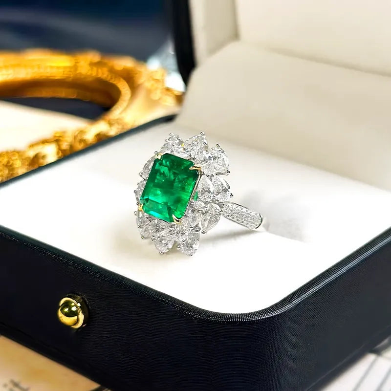 Engagement Ring 18K Gold 3.47ct Natural Colombian Muzo Emerald Ring