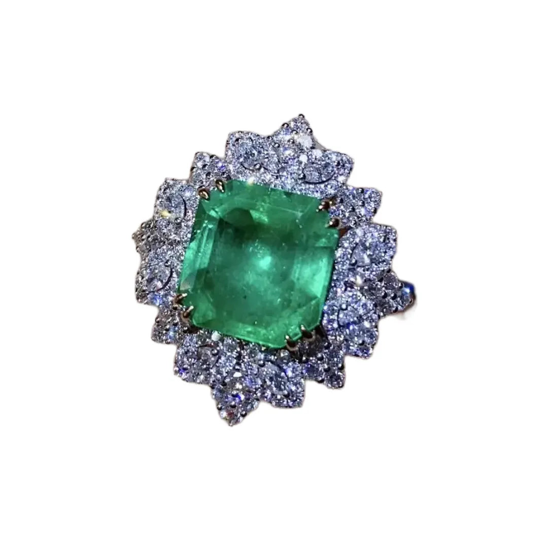 Engagement Ring 18K Gold 3.57ct Natural Colombian Emerald Ring