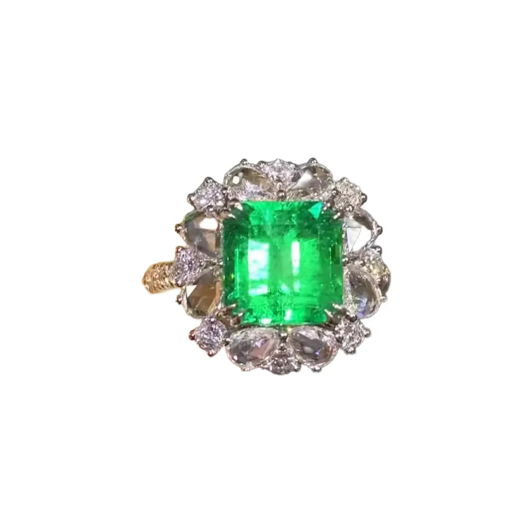 Engagement Ring 18K Gold 3.25ct Natural Colombian Emerald Ring