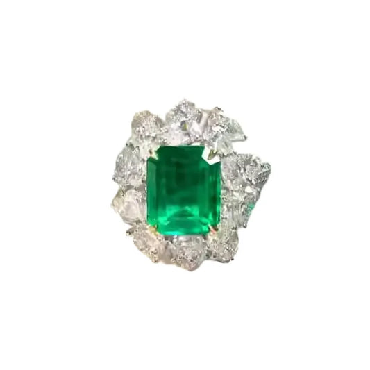 Engagement Ring 18K Gold 3.47ct Natural Colombian Muzo Emerald Ring
