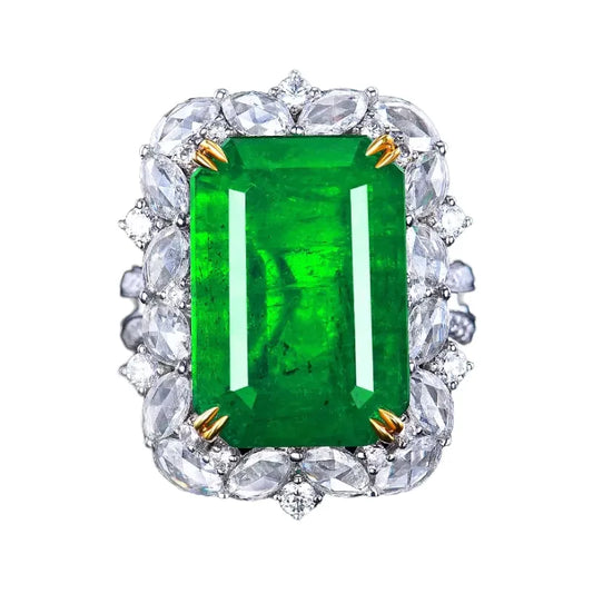 Engagement Ring 18K Gold 13.19ct Emerald Ring