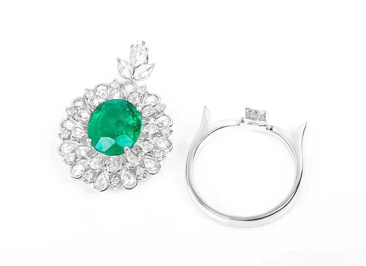Engagement Ring 18K Gold 3.26ct Zambian Natural Emerald Ring