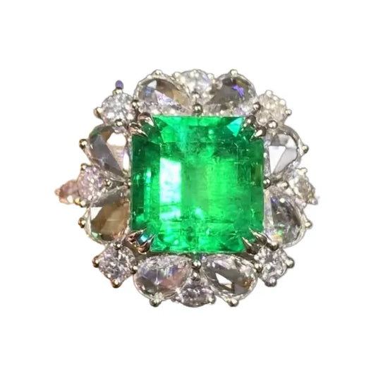 Engagement Ring 18K Gold 3.25ct Natural Colombian Emerald Ring