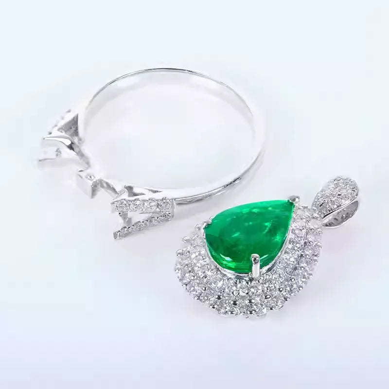 Engagement Ring 18K Gold 2.18ct Natural Emerald Ring