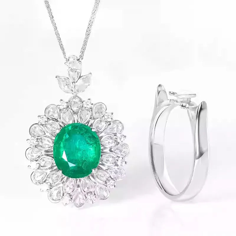 Engagement Ring 18K Gold 3.26ct Zambian Natural Emerald Ring