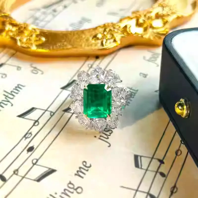 Engagement Ring 18K Gold 3.47ct Natural Colombian Muzo Emerald Ring