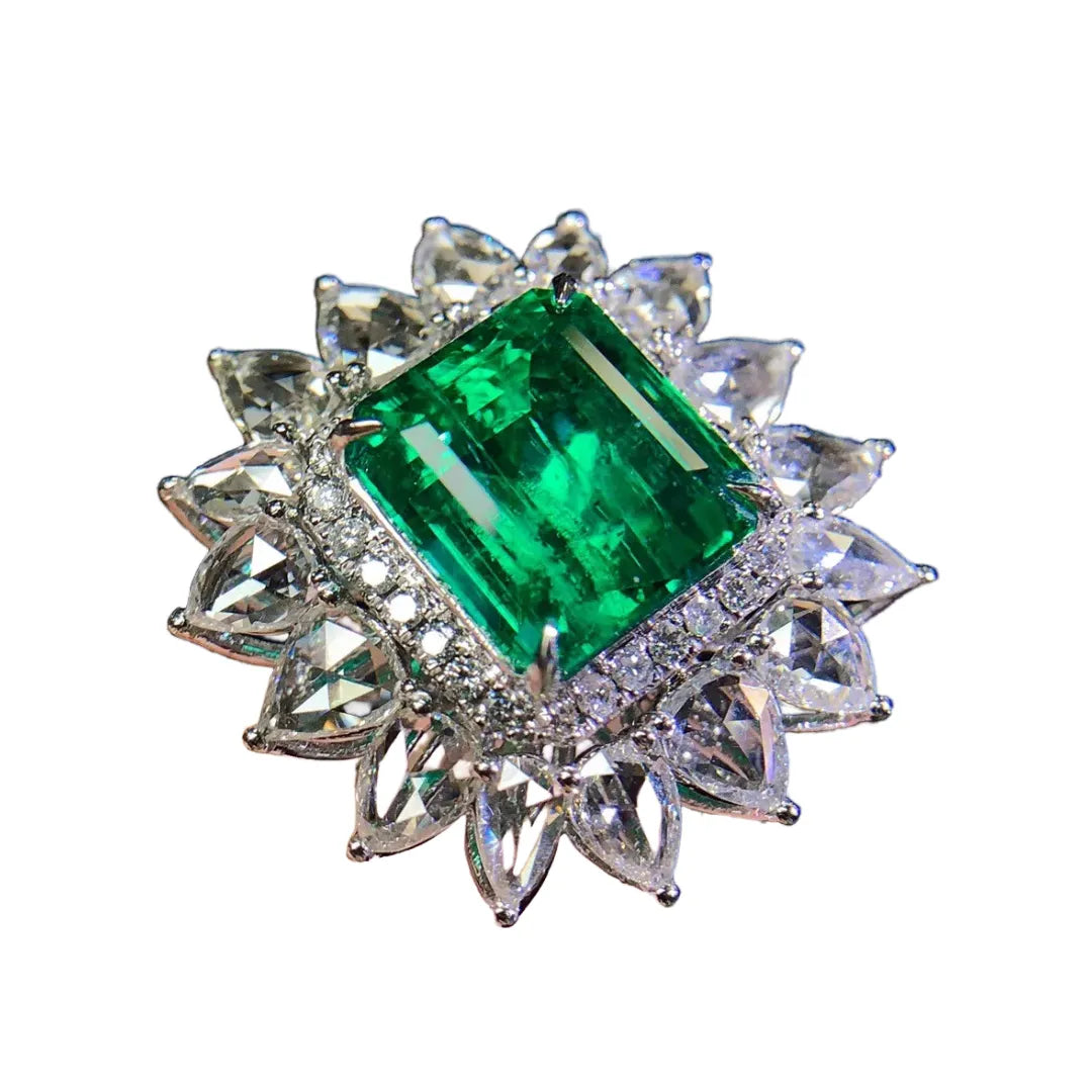 Engagement Ring PT950 Platinum 5.25ct Natural Emerald Ring