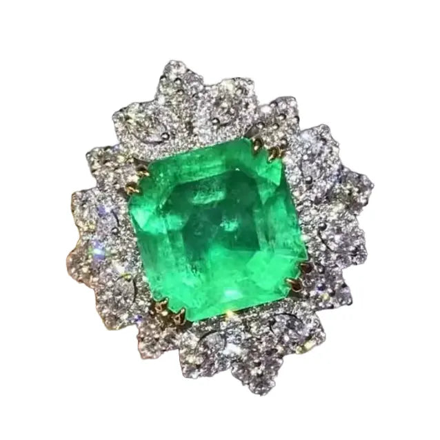 Engagement Ring 18K Gold 3.57ct Natural Colombian Emerald Ring