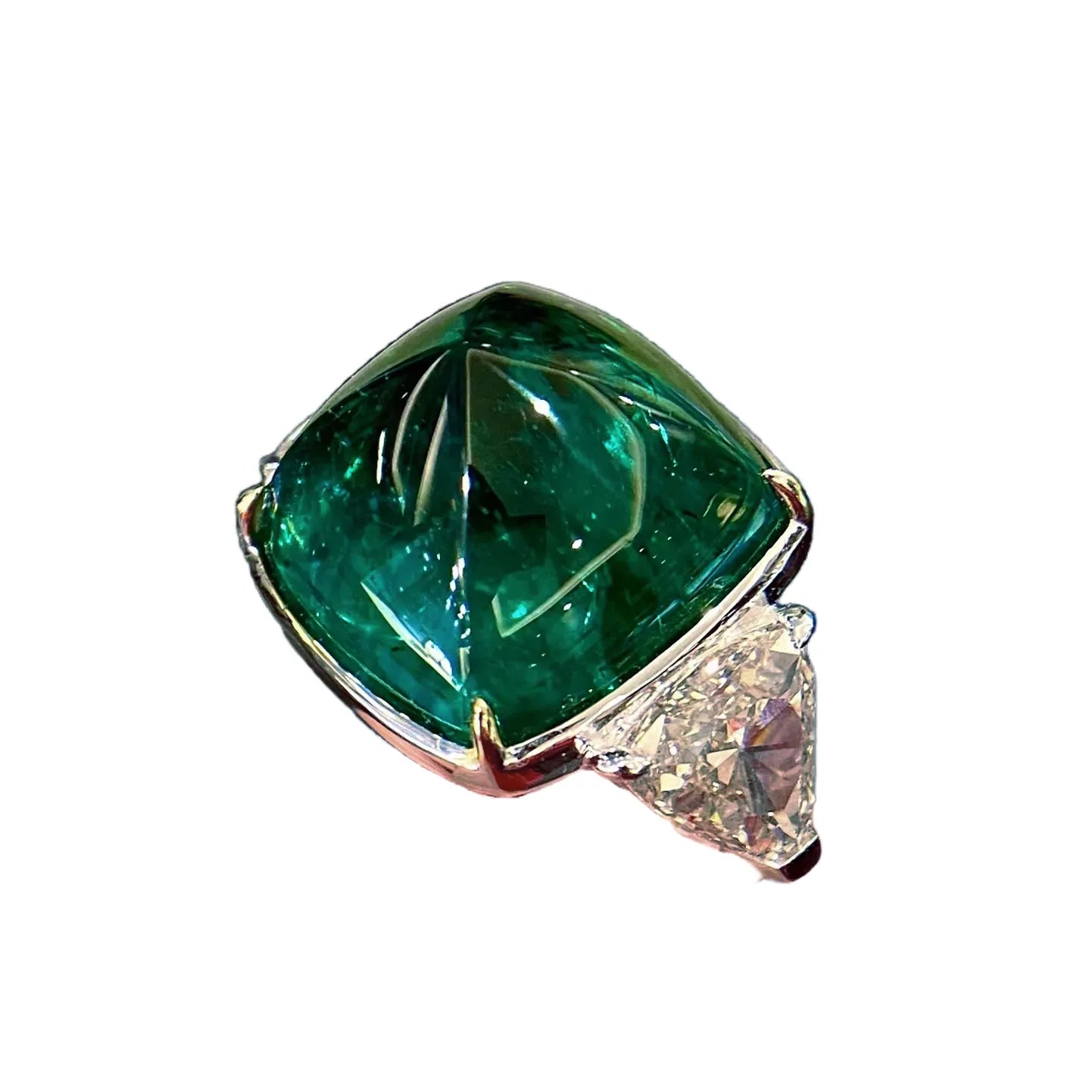 Engagement Ring 18K Gold 26.44ct Natural Emerald Ring