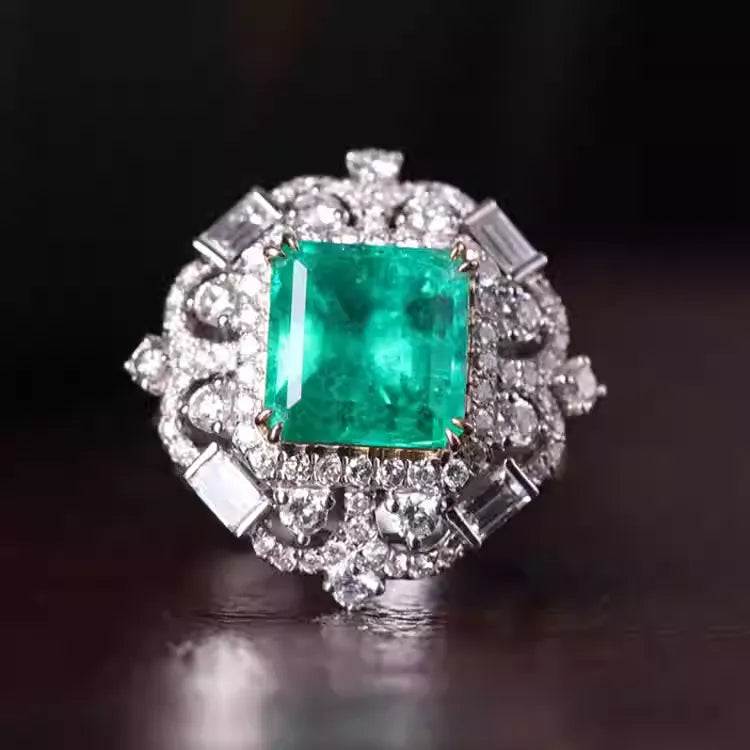 Engagement Ring 18K Gold 4.28ct Colombian Emerald Convertible Ring