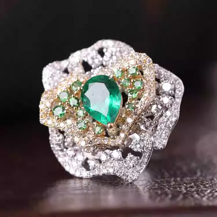 Engagement Ring Platinum PT900 1.32ct Zambian Emerald Ring
