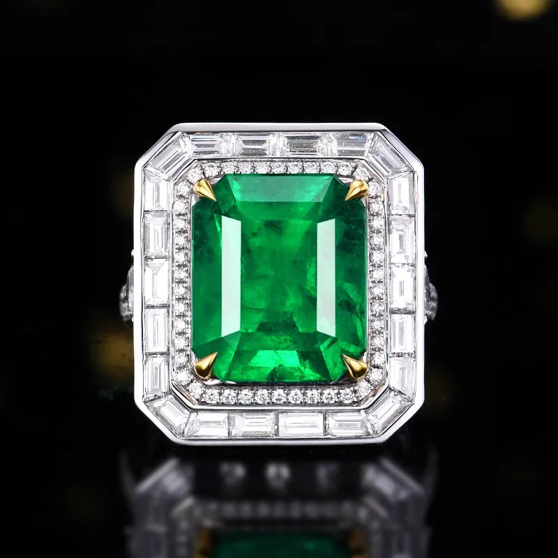 Engagement Ring 18K Gold 9.98ct Colombian Emerald Ring