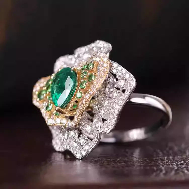 Engagement Ring Platinum PT900 1.32ct Zambian Emerald Ring
