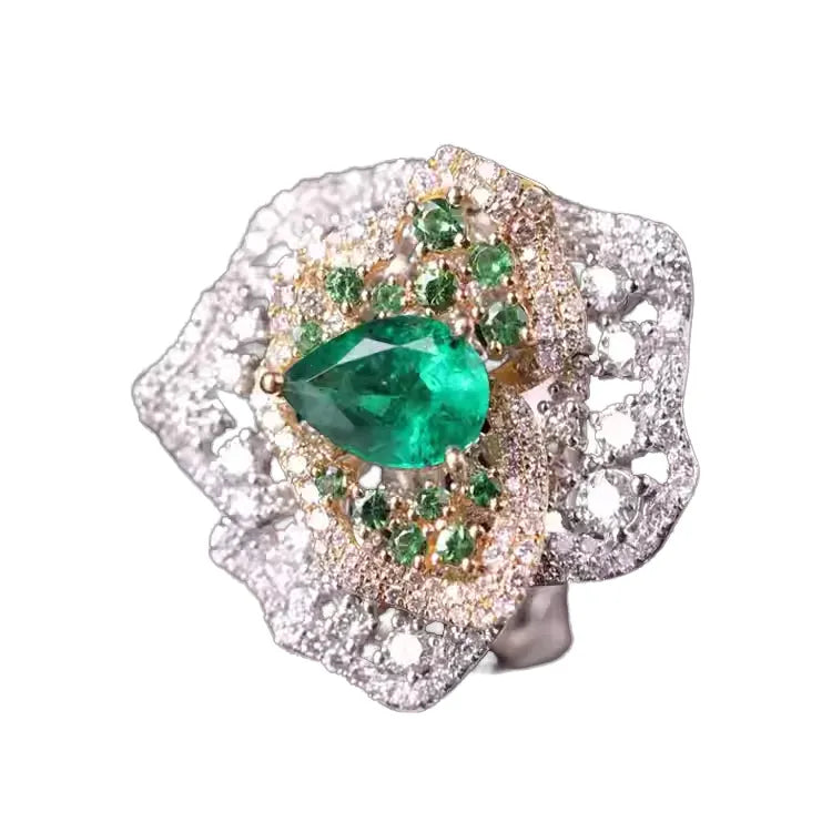 Engagement Ring Platinum PT900 1.32ct Zambian Emerald Ring