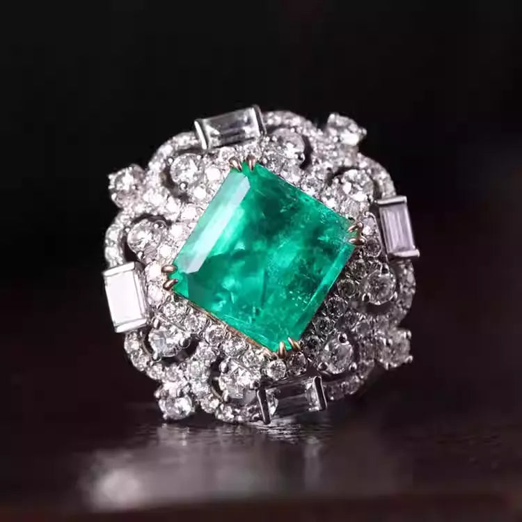 Engagement Ring 18K Gold 4.28ct Colombian Emerald Convertible Ring