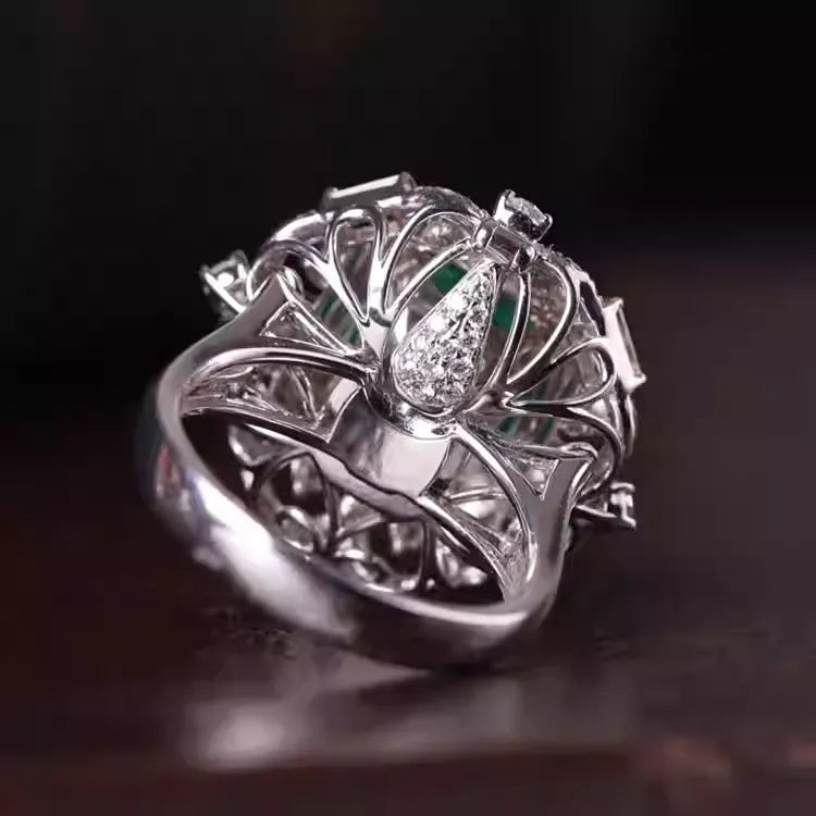 Engagement Ring 18K Gold 4.28ct Colombian Emerald Convertible Ring