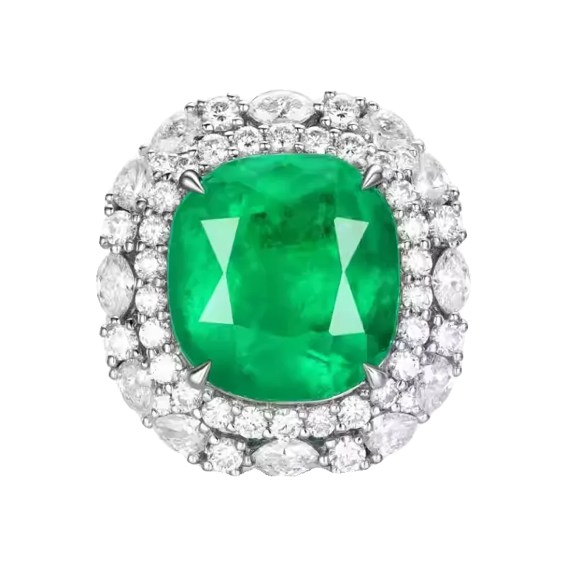 Engagement Ring 18K Gold 11.11ct Emerald Ring