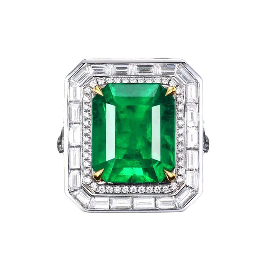 Engagement Ring 18K Gold 9.98ct Colombian Emerald Ring