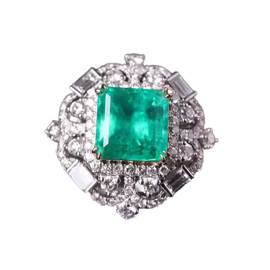 Engagement Ring 18K Gold 4.28ct Colombian Emerald Convertible Ring