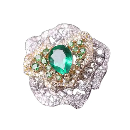 Engagement Ring Platinum PT900 1.32ct Zambian Emerald Ring