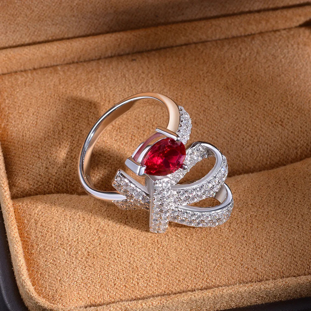 Pear Engagement Ring 1ct 6*8 925 Silver High Carbon Diamond Open Ring