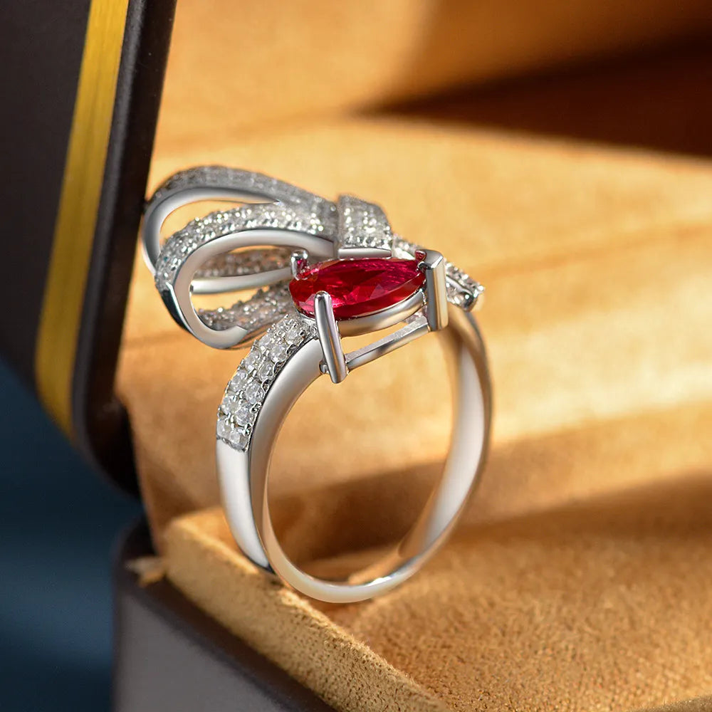 Pear Engagement Ring 1ct 6*8 925 Silver High Carbon Diamond Open Ring