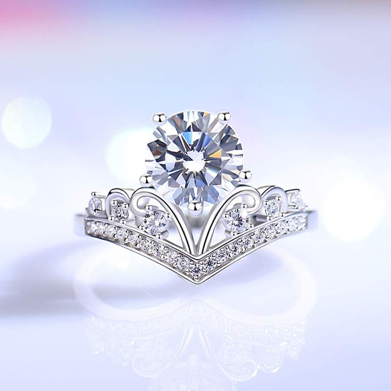 Round Engagement Ring 2ct 8.0mm 925 Silver Moissanite