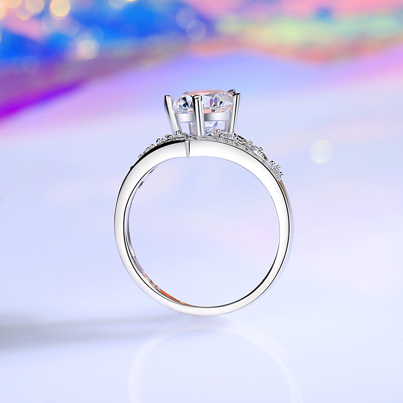 Round Engagement Ring 2ct 8.0mm 925 Silver Moissanite