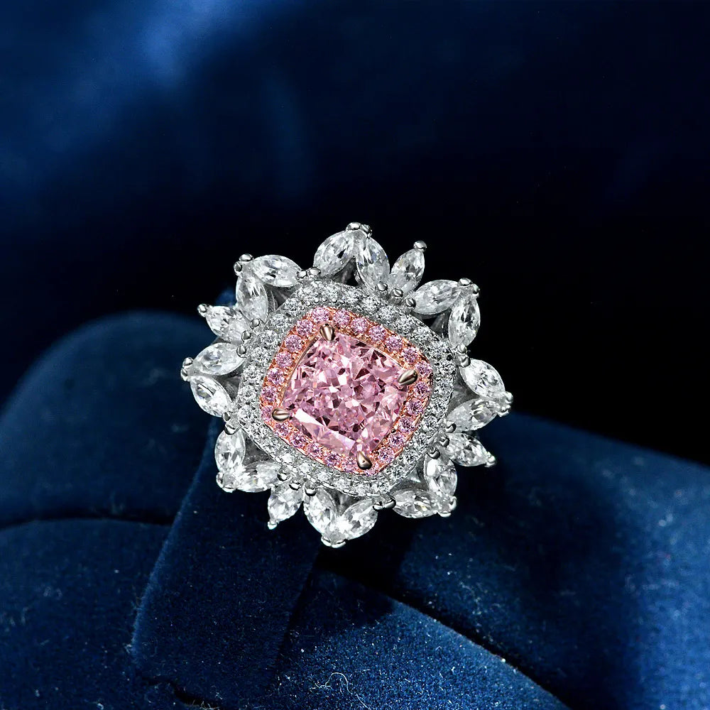 Cushion Engagement Ring 2ct 7*7 925 Silver High Carbon Diamond
