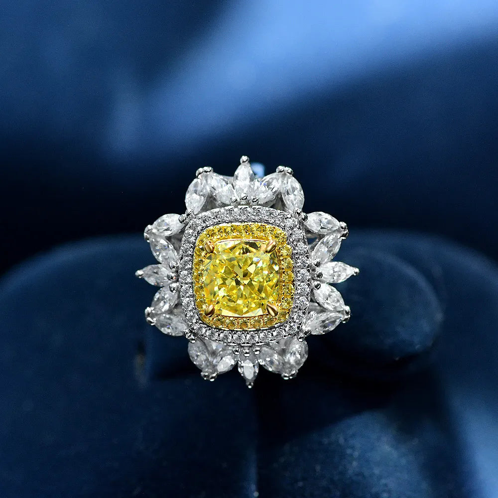 Cushion Engagement Ring 2ct 7*7 925 Silver High Carbon Diamond