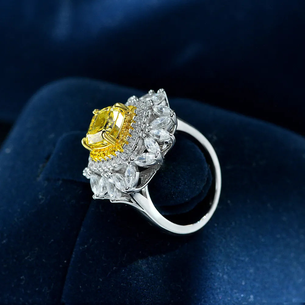 Cushion Engagement Ring 2ct 7*7 925 Silver High Carbon Diamond