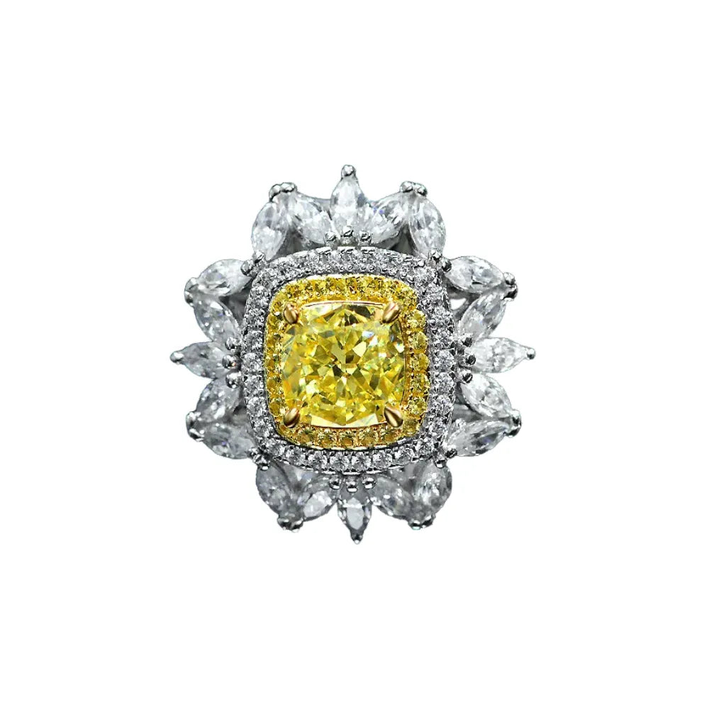 Cushion Engagement Ring 2ct 7*7 925 Silver High Carbon Diamond