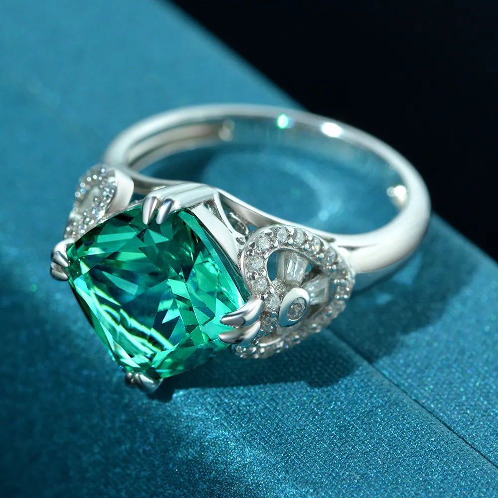 Cushion Engagement Ring 5ct 10*10 925 Silver High Carbon Diamond