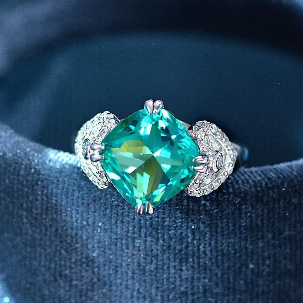 Cushion Engagement Ring 5ct 10*10 925 Silver High Carbon Diamond