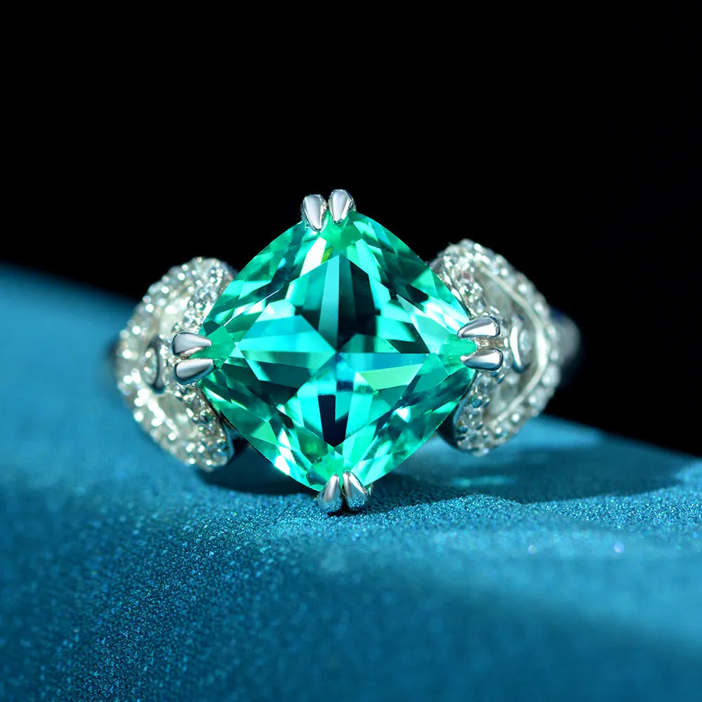 Cushion Engagement Ring 5ct 10*10 925 Silver High Carbon Diamond