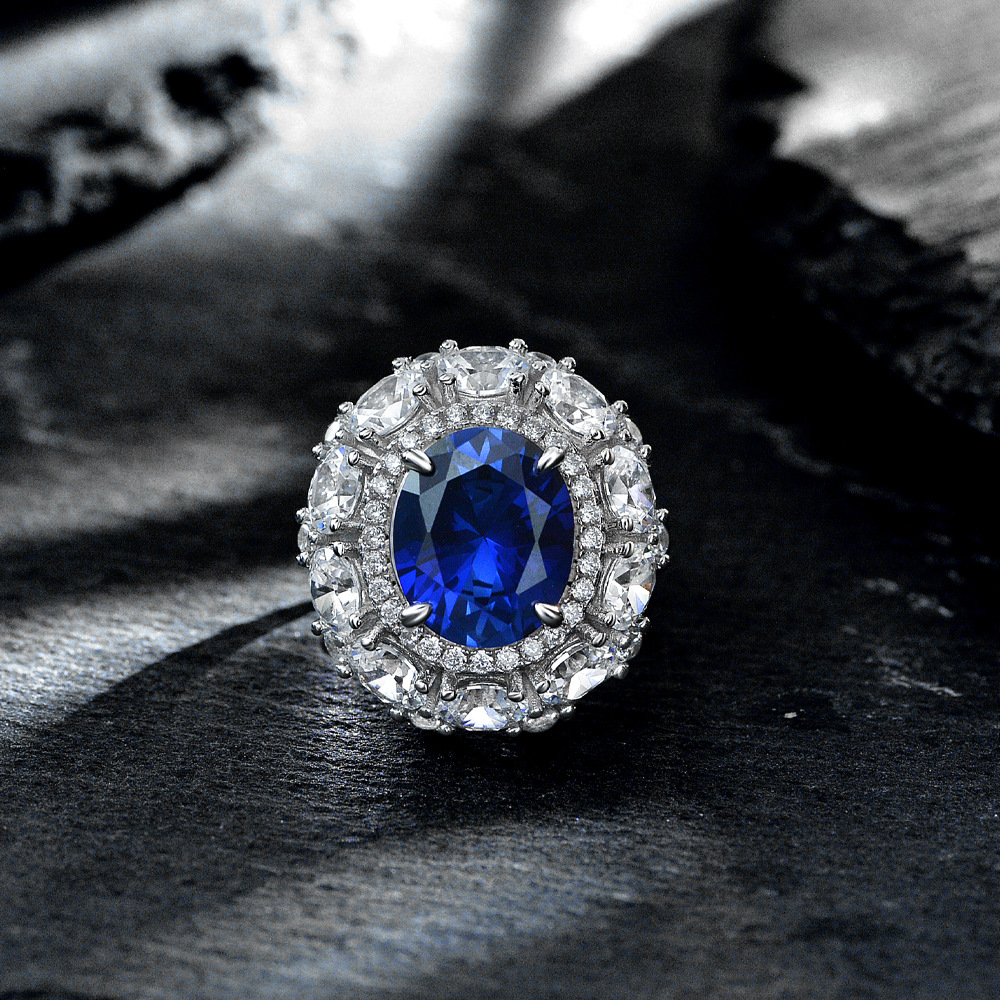 Oval Engagement Ring 8ct 10*12 925 Silver High Carbon Diamond