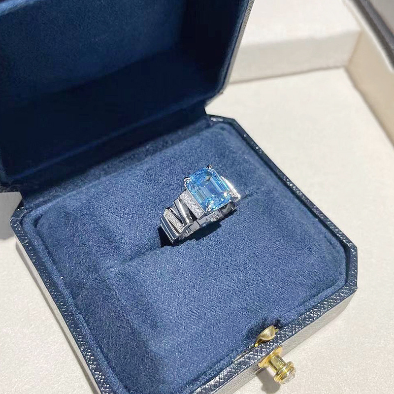 Asscher Engagement Ring 6*8 925 Silver High Carbon Diamond