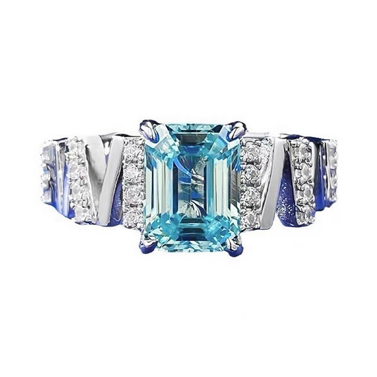 Asscher Engagement Ring 6*8 925 Silver High Carbon Diamond