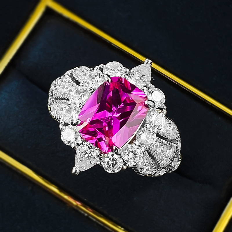 Cushion Engagement Ring 7*9 925 Silver High Carbon Diamond