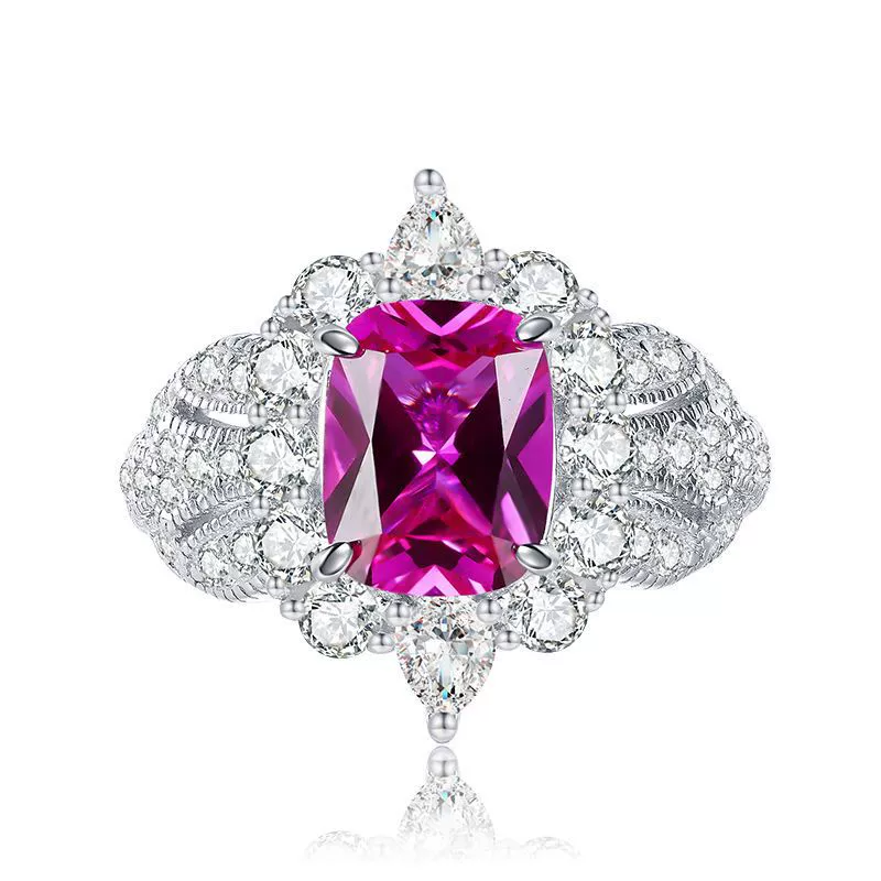 Cushion Engagement Ring 7*9 925 Silver High Carbon Diamond