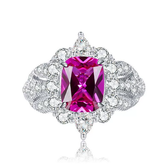 Cushion Engagement Ring 7*9 925 Silver High Carbon Diamond