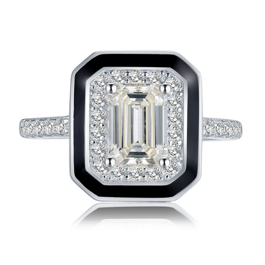 Emerald Engagement Ring 5*7 925 Silver High Carbon Diamond