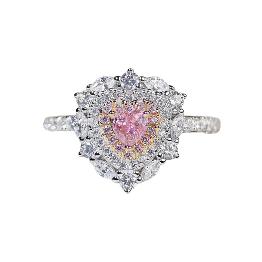 Pink Heart Engagement Ring 925 Silver High Carbon Diamond