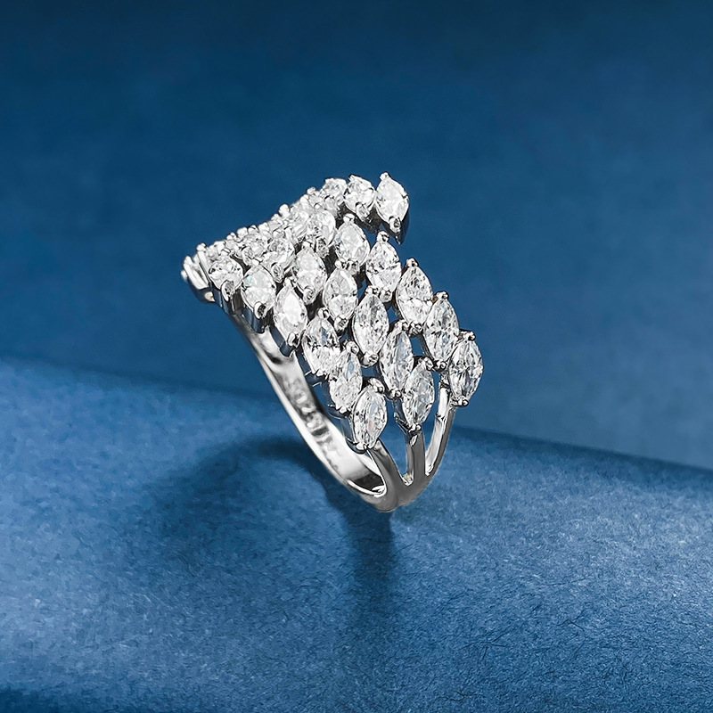 Marquise Engagement Ring 925 Silver High Carbon Diamond