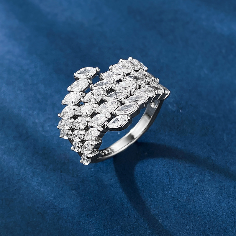 Marquise Engagement Ring 925 Silver High Carbon Diamond