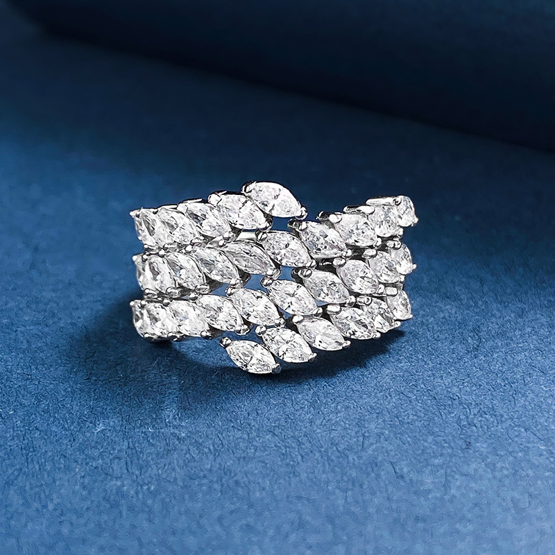 Marquise Engagement Ring 925 Silver High Carbon Diamond