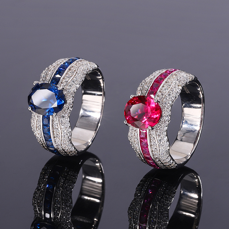 Oval Engagement Ring 7*9 925 Silver High Carbon Diamond