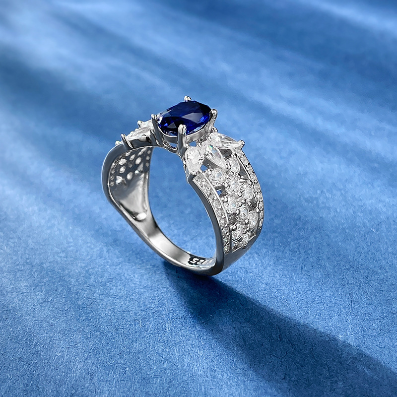 Oval Engagement Ring 5*7 925 Silver High Carbon Diamond
